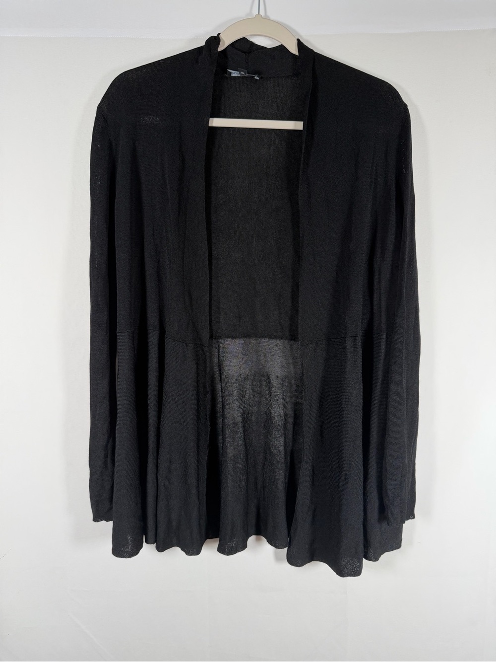 Eileen Fisher Black Open-Front Women's Sweater Cardigan Minimalist, Classic